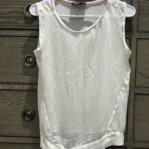 Nili Lotan Ivory Sleeveless Top, Women’s XS 100% Silk Wide Scrunchy Waistband